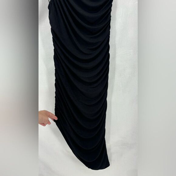 Maple women’s size small black one shoulder fitted ruched asymmetrical dress - Picture 6 of 9
